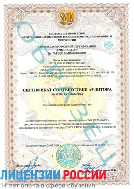 Образец сертификата соответствия аудитора №ST.RU.EXP.00014299-1 Электросталь Сертификат ISO 14001